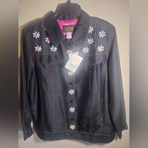 New Vintage Bob Mackie Jacket Silk Flower Artsy Art To Wear Groovy
